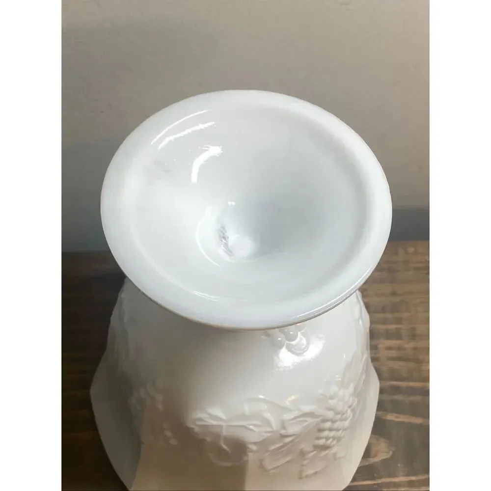 Indiana Glass Colony Harvest Grape Milk Glass Pedestal Footed Planter Compote